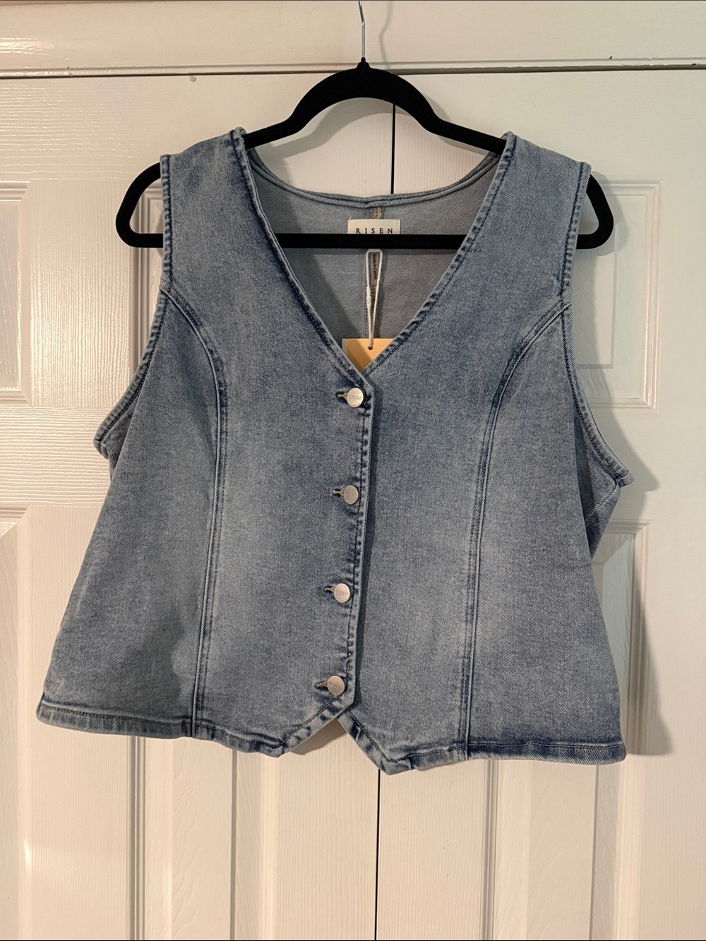 Risen Light Wash Denim Button-Front Tank
